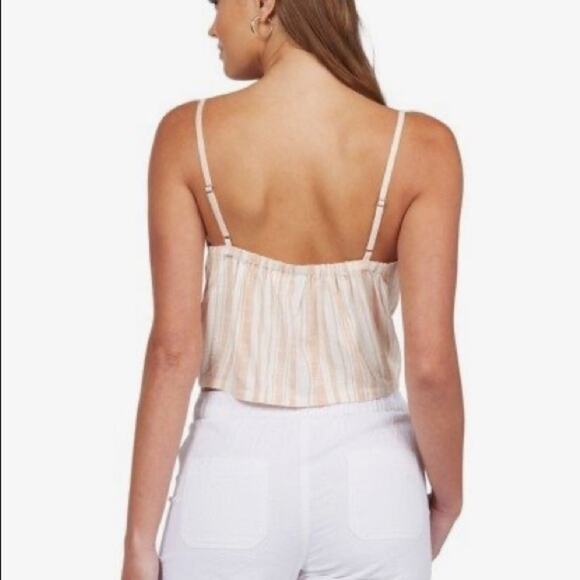 Roxy Top. NWT Cropped Tie Front Striped. Sleeveless Button Front XL - Picture 3 of 4